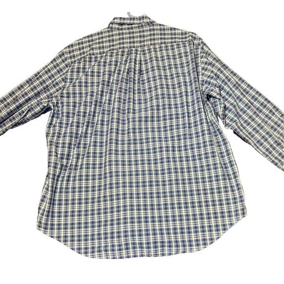 Johnathan Stewart Button Up Shirt Mens Size XL Blue Plaid Logo Long Sleeve Vtg‎ - Picture 4 of 12